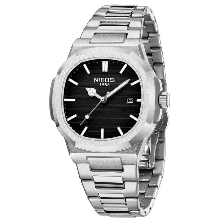 Relógio Nibosi Masculino Astronaut 41mm em aço inoxidável com visor preto