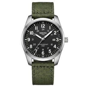 Relógio militar masculino Nibosi prata e preto