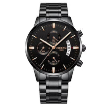 Relógio Nibosi Masculino 2309 Com Pulseira de Aço Inoxidável Preto Com Visor Preto