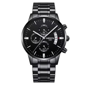 Relógio Nibosi Masculino 2309 Com Pulseira de Aço Inoxidável Preto Com Visor Preto