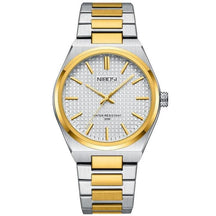 Relógio Nibosi Minimalista Masculino de Aço Inoxidável Prata e Dourado Com Visor Branco