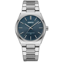 Relógio Nibosi Minimalista Masculino de Aço Inoxidável Prata Com Visor Azul