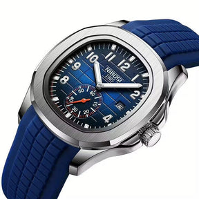 Relógio Nibosi Masculino Com pulseira de borracha azul e visor azul