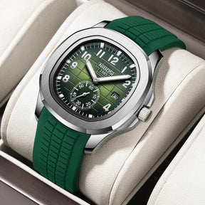 Relógio Nibosi Masculino Com pulseira de borracha Verde e visor verde