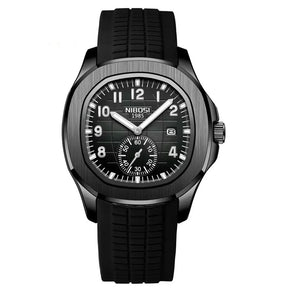 Relógio Nibosi Masculino Nemesis preto com pulseira de borracha