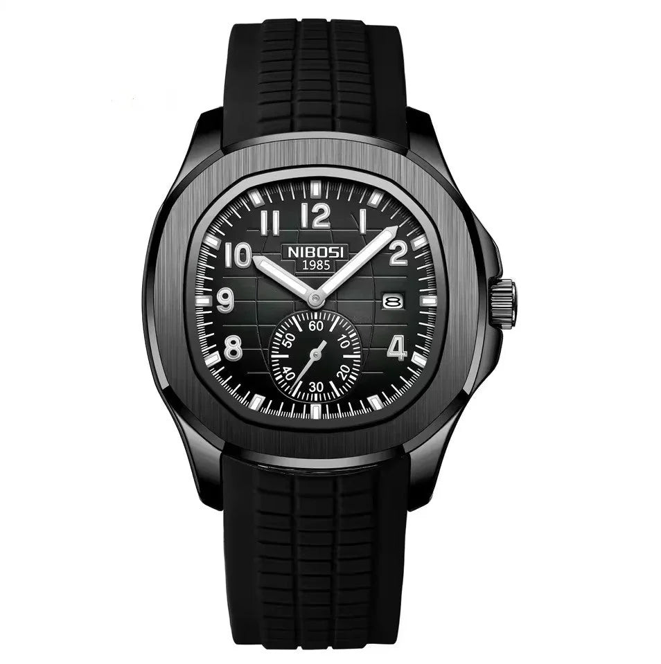 Relógio Nibosi Masculino Nemesis preto com pulseira de borracha