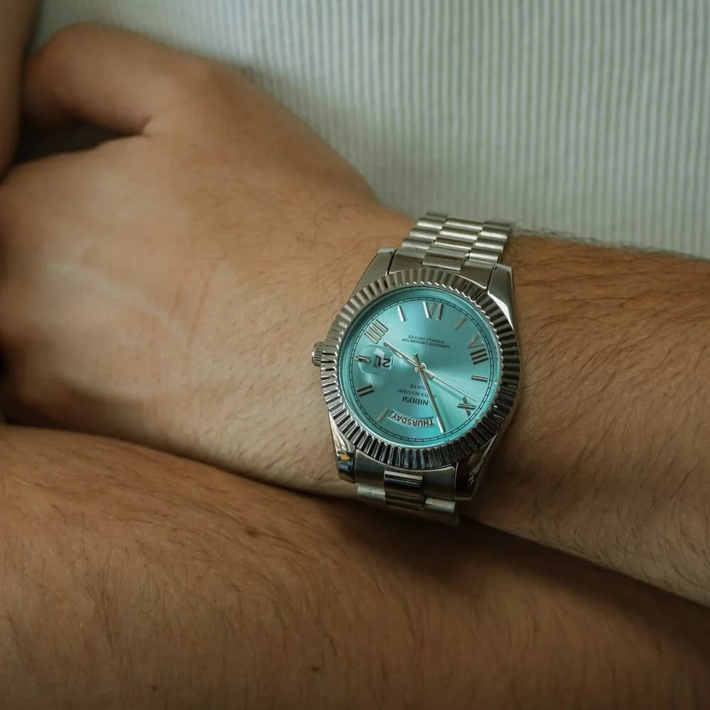Relógio Nibosi Masculino Royale 2628 Prata e Azul Claro - Nibosi Brasil