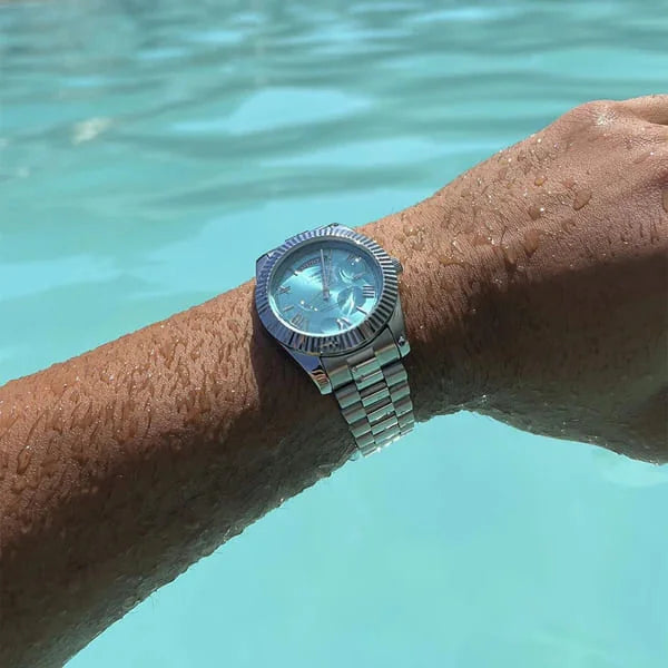 Relógio Nibosi Masculino Royale 2628 Prata e Azul Claro - Nibosi Brasil