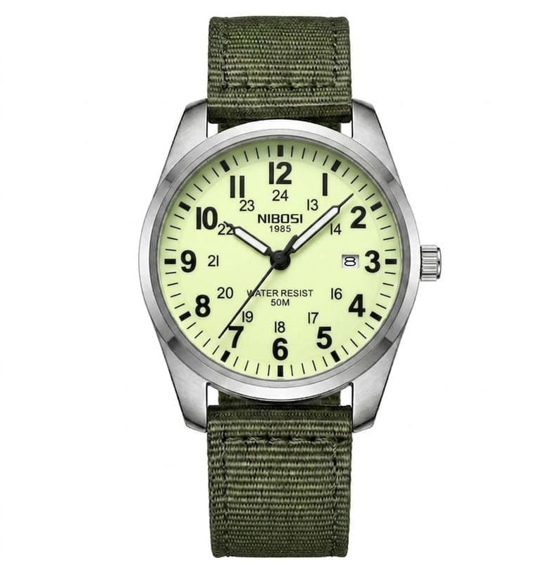 Relógio militar masculino Nibosi preto e verde