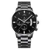 Relógio Nibosi Masculino 2309 Com Pulseira de Aço Inoxidável Preto Com Visor Preto