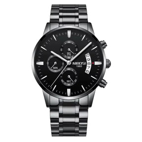 RelÃ³gio Nibosi Masculino 2309 Com Pulseira de AÃ§o InoxidÃ¡vel Preto Com Visor Preto