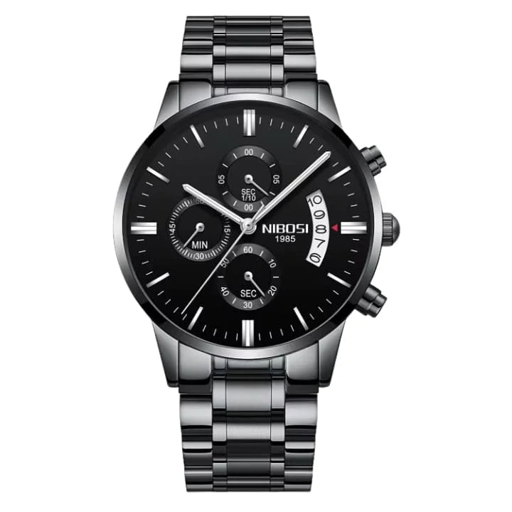 RelÃ³gio Nibosi Masculino 2309 Com Pulseira de AÃ§o InoxidÃ¡vel Preto Com Visor Preto