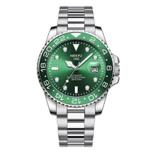 Relógio automático masculino Nibosi Majestic com pulseira em aço inoxidável com visor verde