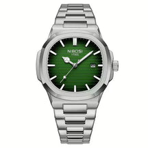 Relógio masculino Nibosi Astronaut 41mm em aço inoxidável com visor verde