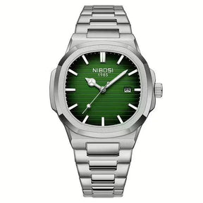 RelÃ³gio masculino Nibosi Astronaut 41mm em aÃ§o inoxidÃ¡vel com visor verde