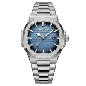 Relógio masculino Nibosi Astronaut modelo 2632 41mm em aço inoxidável com visor azul