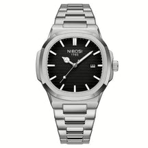 Relógio masculino Nibosi Astronaut 41mm em aço inoxidável com visor preto
