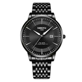 Relógio Nibosi Masculino com pulseira em aço inoxidável preta com visor preto