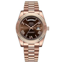 Relógio Nibosi Masculino 2628 Com Pulseira de Aço Inoxidável Rosê Com Visor Marrom