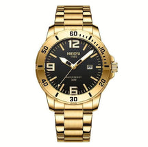 Relógio Nibosi Masculino Vellum Com Pulseira de Aço Inoxidável dourado e Com Visor Preto