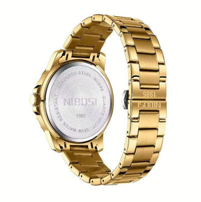 Relógio Nibosi Masculino Vellum Com Caixa e pulseira em aço inoxidável na cor dourado