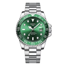 Relógio automático masculino Nibosi Majestic com pulseira em aço inoxidável com visor verde