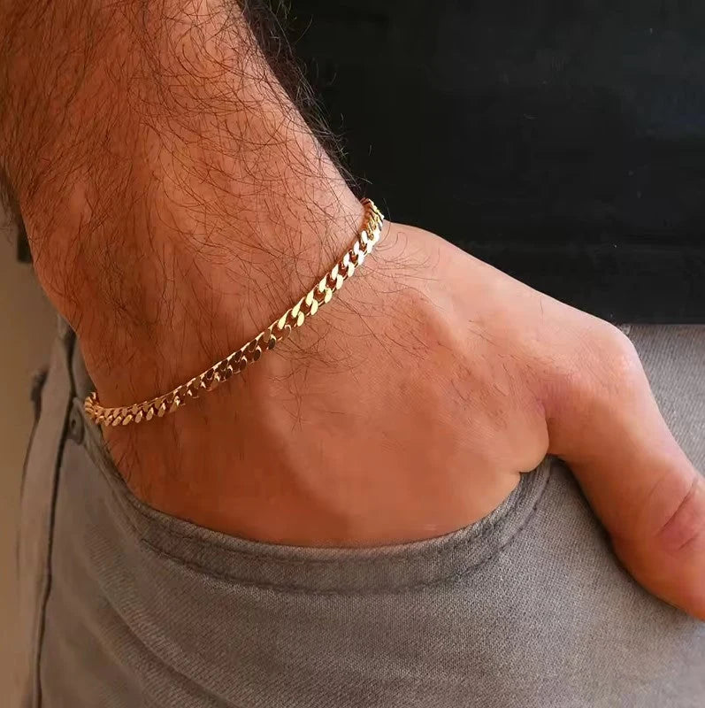 Pulseira Masculina Nibosi dourada em aço inoxidável