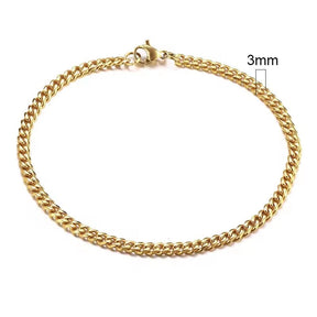 Pulseira Masculina Nibosi dourada em aço inoxidável, detalhe de 3mm