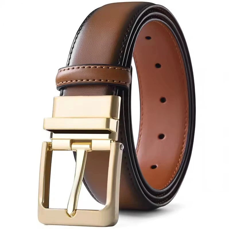 Cinto Masculino de Couro Legítimo Nibosi FH-490 marrom castanho