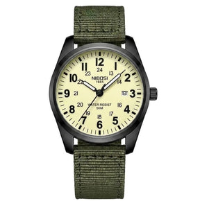 Relógio militar masculino Nibosi preto e creme