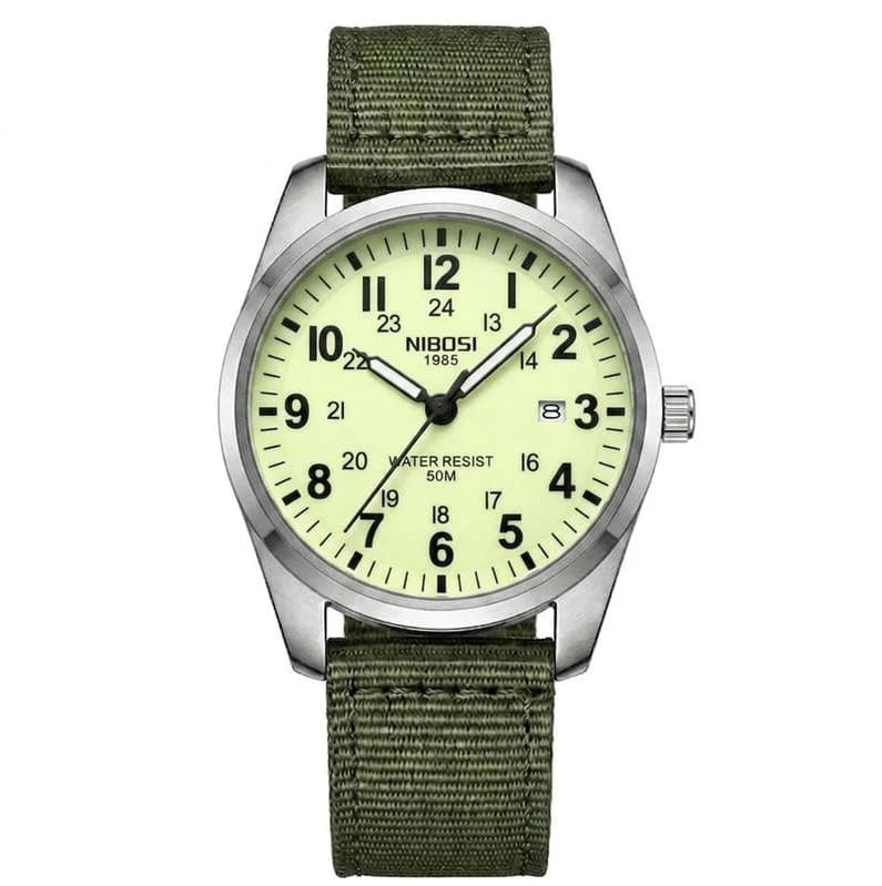 Relógio militar masculino Nibosi preto e verde