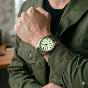 Relógio militar masculino Nibosi preto e verde