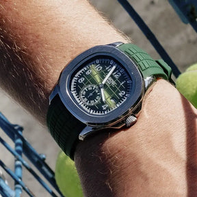 Relógio Nibosi Masculino Com pulseira de borracha Verde e visor verde 