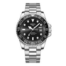 Relógio automático masculino Nibosi Majestic com pulseira em aço inoxidável e visor preto