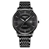 Relógio Nibosi Masculino com pulseira em aço inoxidável preta com visor preto