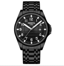 Relógio casual masculino Nibosi Horizont preto com visor preto