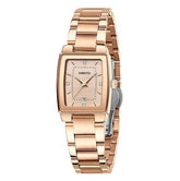 Relógio feminino minimalista pequeno com pulseira rosé e visor rosé