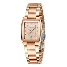 Relógio feminino minimalista pequeno com pulseira rosé e visor rosé